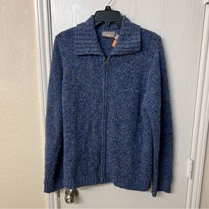 Croft & Barrow Zip Up Sweater Jacket w/ Collar in Speckled Blue - Women's XL